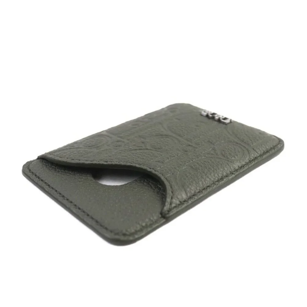 Christian Dior 2 flg Saddle Logo Magnet Gravity Leather Card Holder Card Case